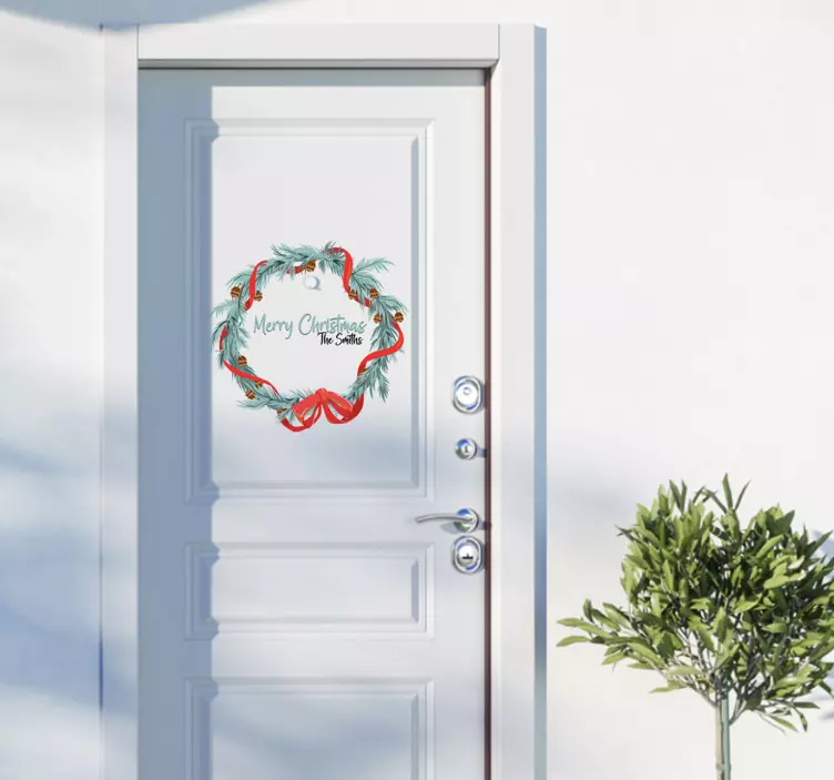 Karácsonyi koszorú karácsonyi matrica - TenStickers