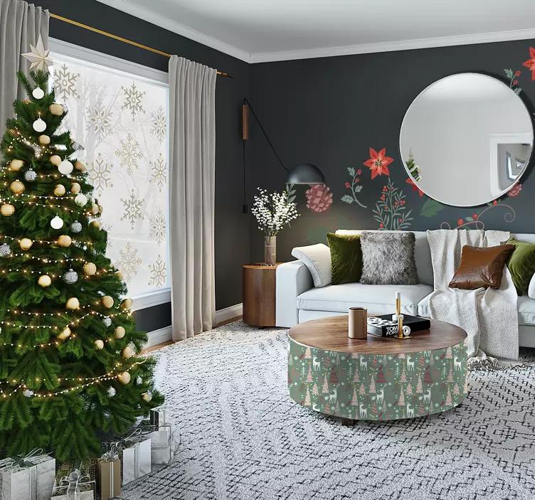 Karácsonyi virágos készlet karácsonyi matrica - TenStickers