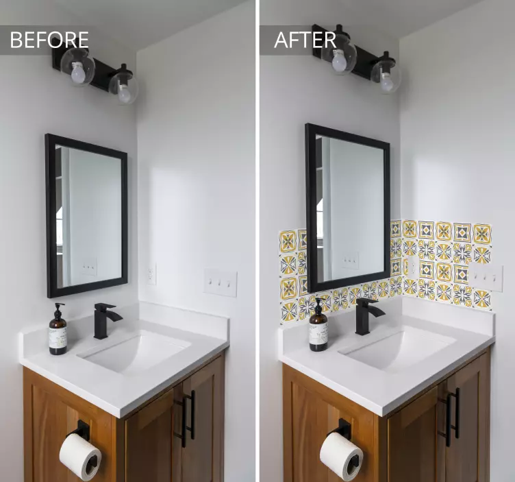 Sárga és szürke csempe matrica - TenStickers