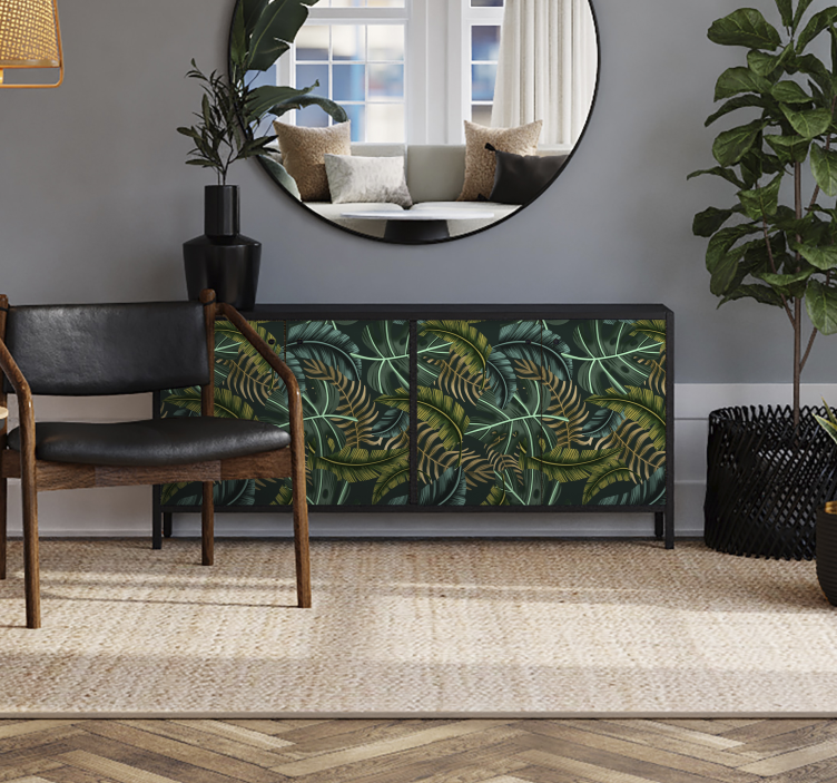 Trópusi levelek bútor matrica - TenStickers