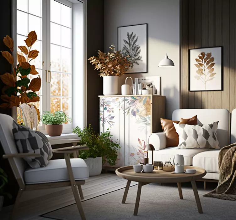 Virágos vintage bútor matrica - TenStickers