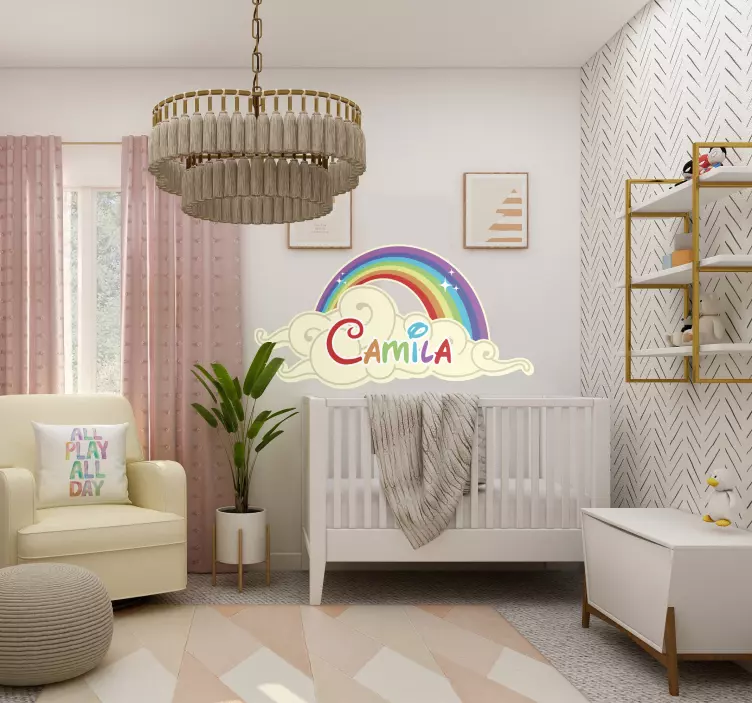 Gyerekek személyre szabott szivárvány felhő matrica - TenStickers