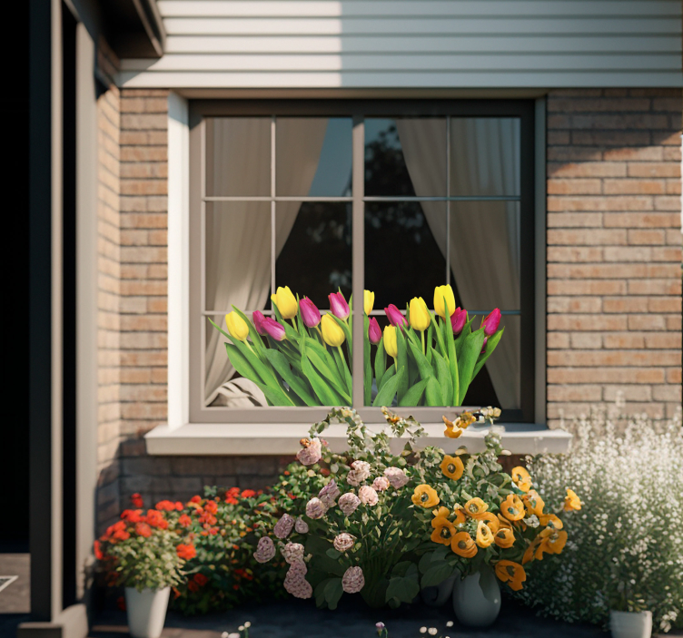 Tulipán csokor ablak matrica - TenStickers