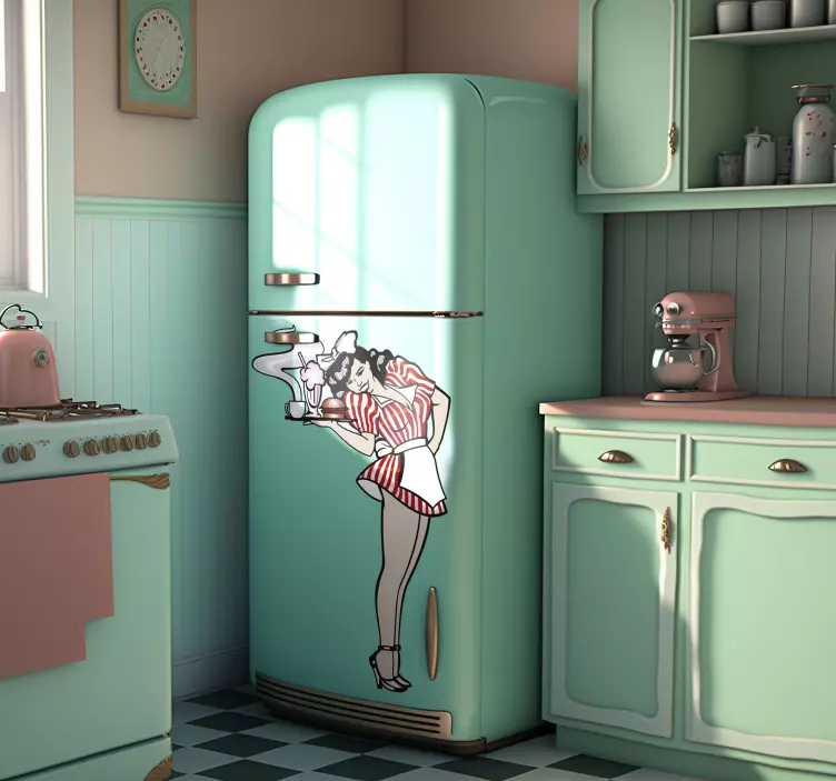 Retro 50-es évek pincérnő matrica - TenStickers