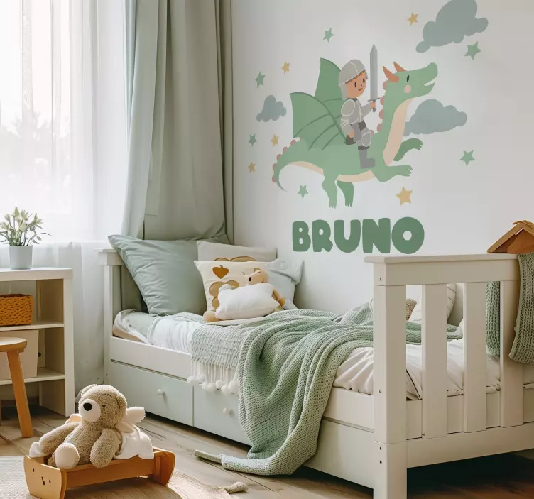 Illusztrációk matrica kis lovag a sárkányon - TenStickers