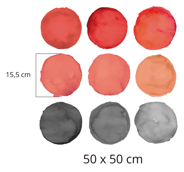 Szürke körök és pantone korall falmatrica - TenStickers