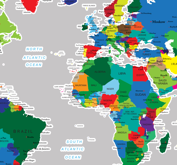 Vinilo mapa del mundo a todo color világtérkép matrica - TenStickers