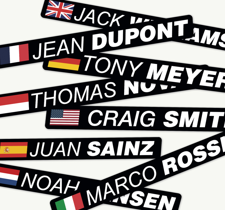 Országúti kerékpár zászlóval és névvel matrica bicikli - TenStickers