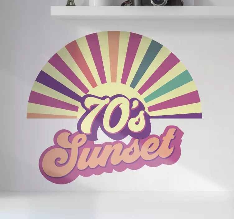 70-es évek geometrikus nap szöveg matrica - TenStickers