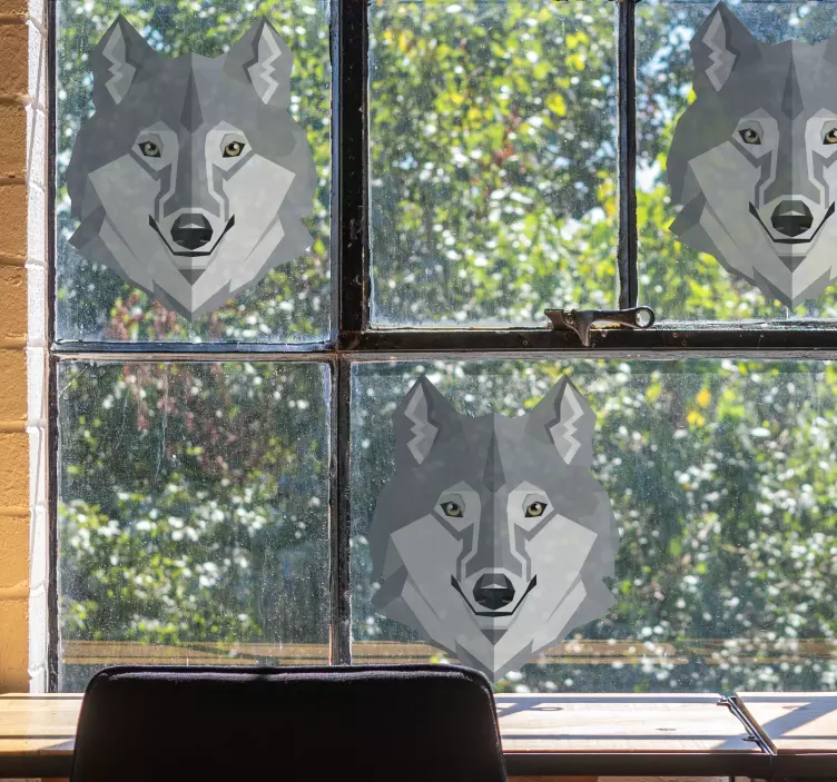 Absztrakt farkas design ablak matrica - TenStickers