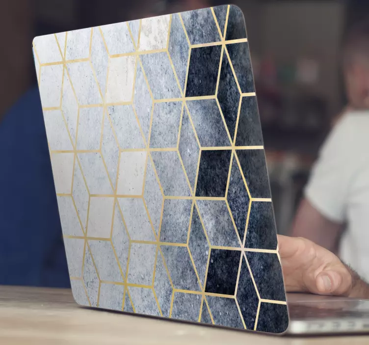 Abstact kék köbmintás laptop bőr - TenStickers