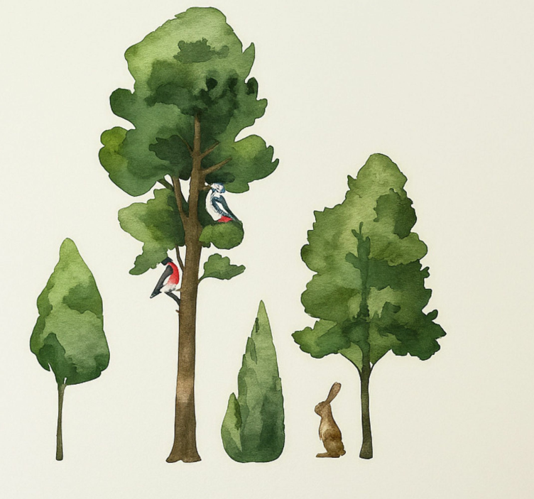 Akvarell fából készült fák falmatrica - TenStickers