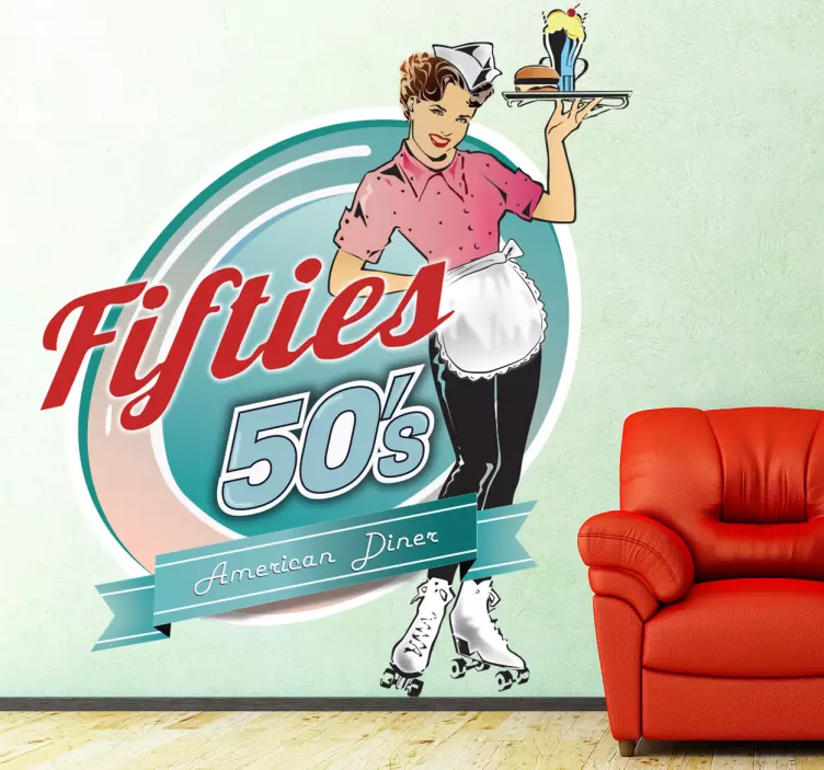Amerikai pincérnő falmatrica - TenStickers