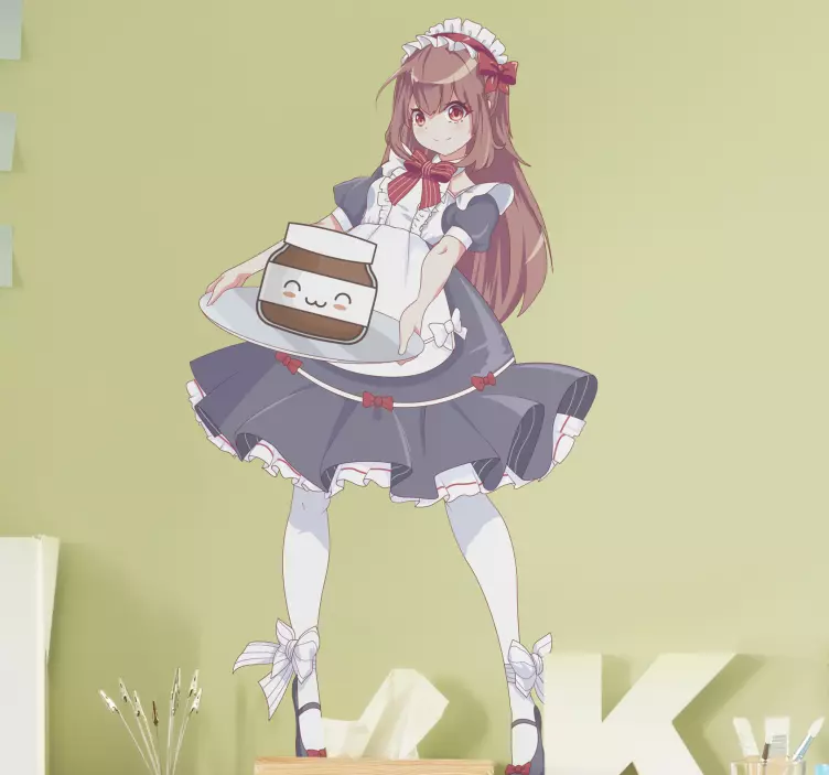 Anime lány nutella rajzfilm matricával - TenStickers