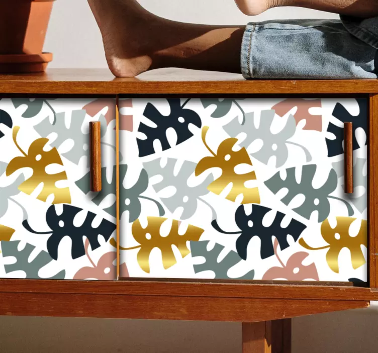 Arany és sokszínű levelek bútor matrica - TenStickers