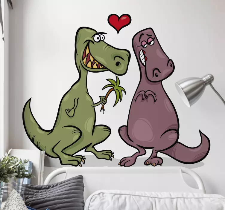 Aranyos dinoszaurusz pár matrica - TenStickers