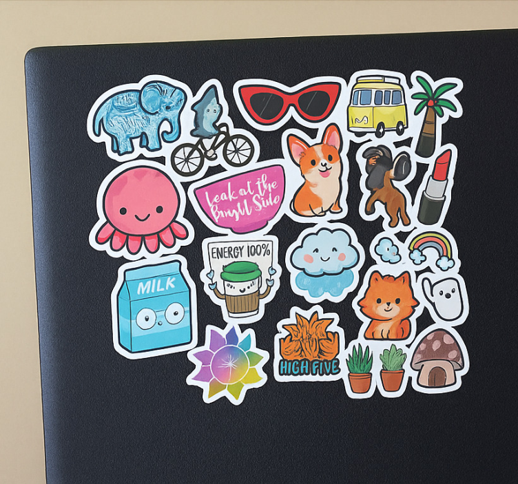 Aranyos sticker bomb Laptop matrica - TenStickers