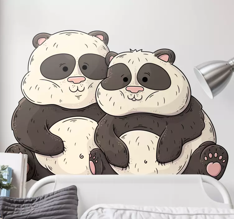Aranyos panda barátok Kedvenc matrica háziállatokkal - TenStickers