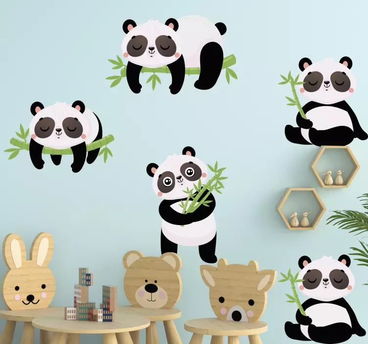 Aranyos panda illusztrációk matrica - TenStickers