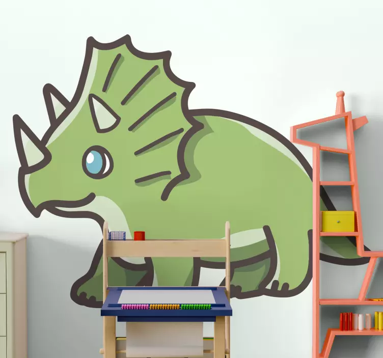 Aranyos rajzfilm dinoszaurusz triceratops matrica - TenStickers