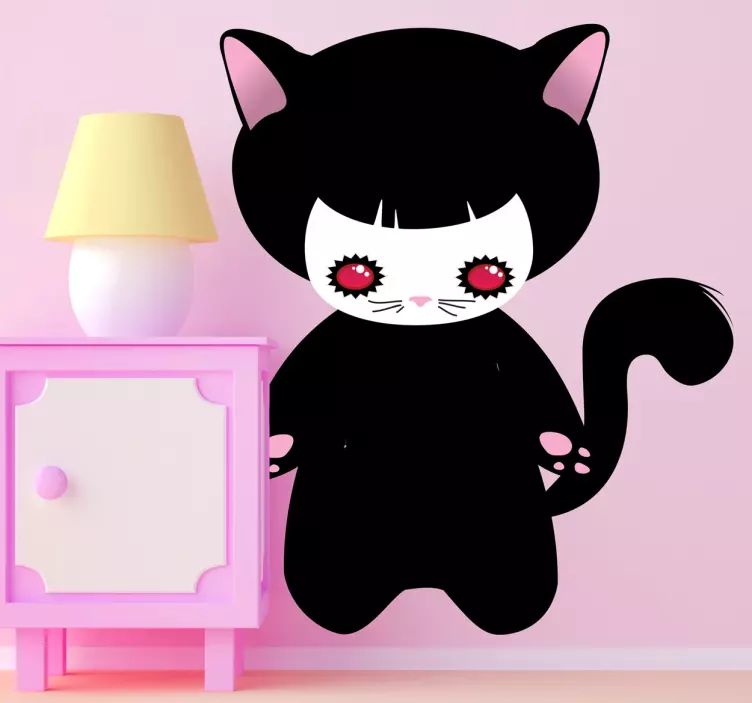 Aranyos rajzfilm macska matrica - TenStickers