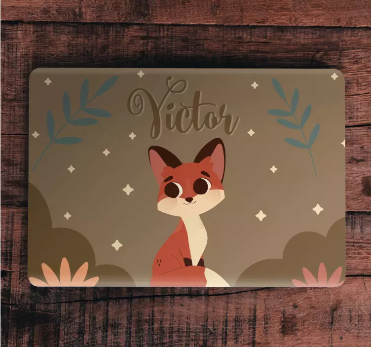 Aranyos róka fiúnak laptop nevű bőrrel - TenStickers