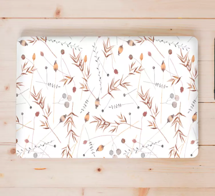 Aranyos szárított virág és levél mintás laptop bőr - TenStickers