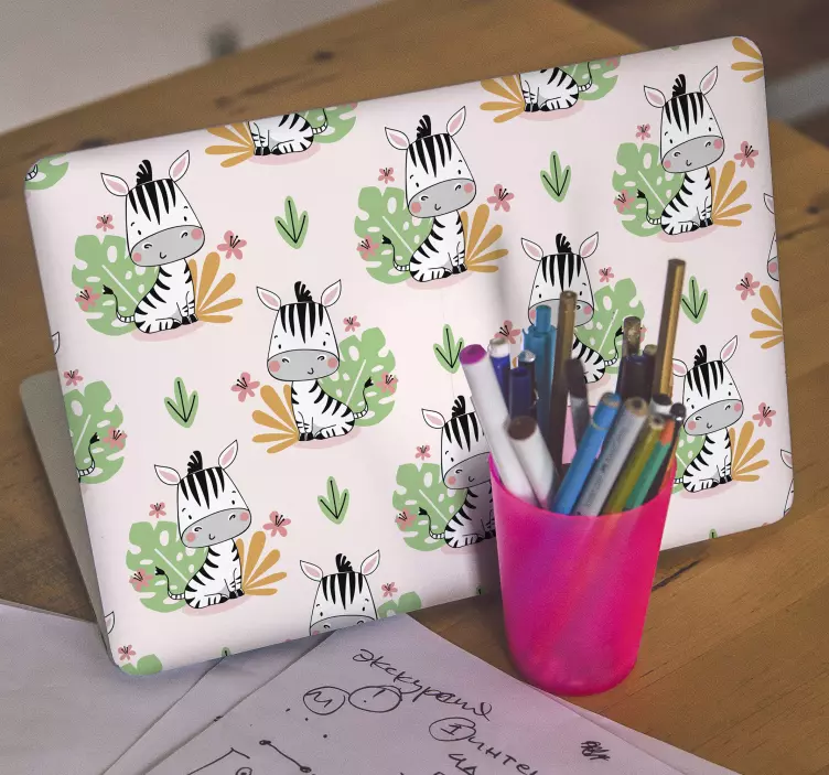 Aranyos zebra minták Matrica laptophoz - TenStickers