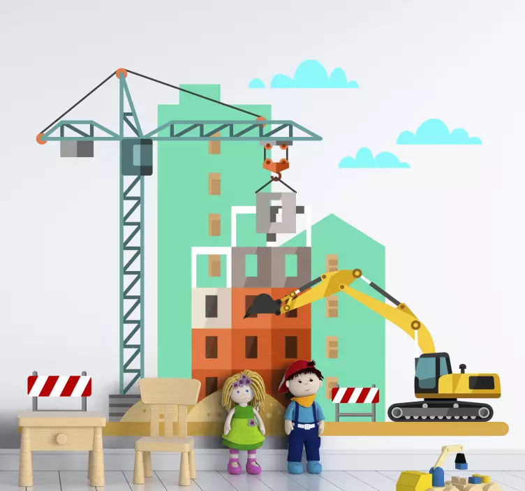 Bagger építkezésen gyerek hálószoba matrica - TenStickers