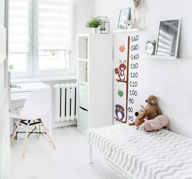 Bagoly és nyúl magassági táblázat falmatrica - TenStickers