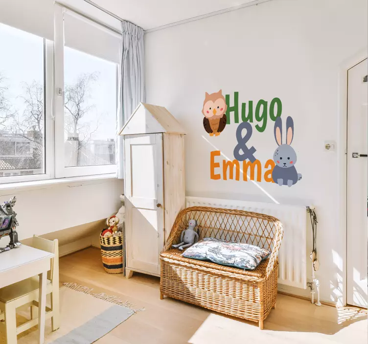 Bagoly és nyúl testvérek vadon élő állatok matricák - TenStickers