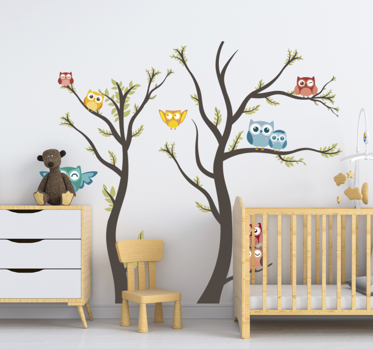 Baglyok pasztell tónusú vadállat matrica - TenStickers