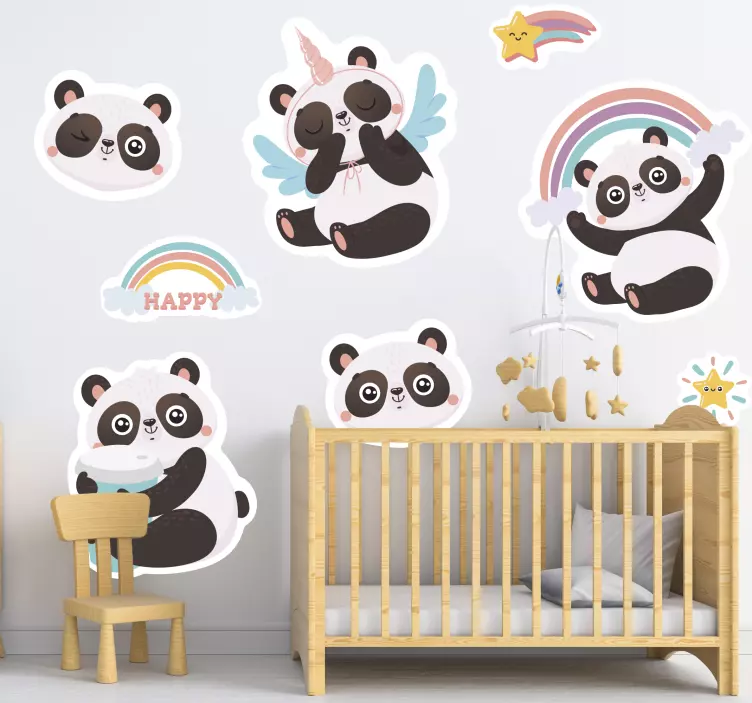 Bájos panda figurák matrica gyerekeknek - TenStickers