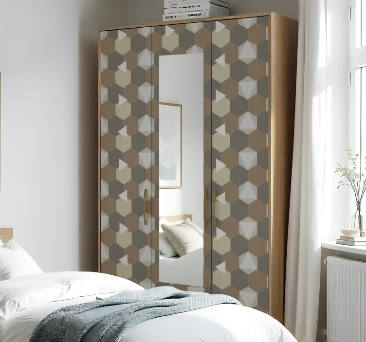 Barna hatszögek Bútor falmatrica - TenStickers