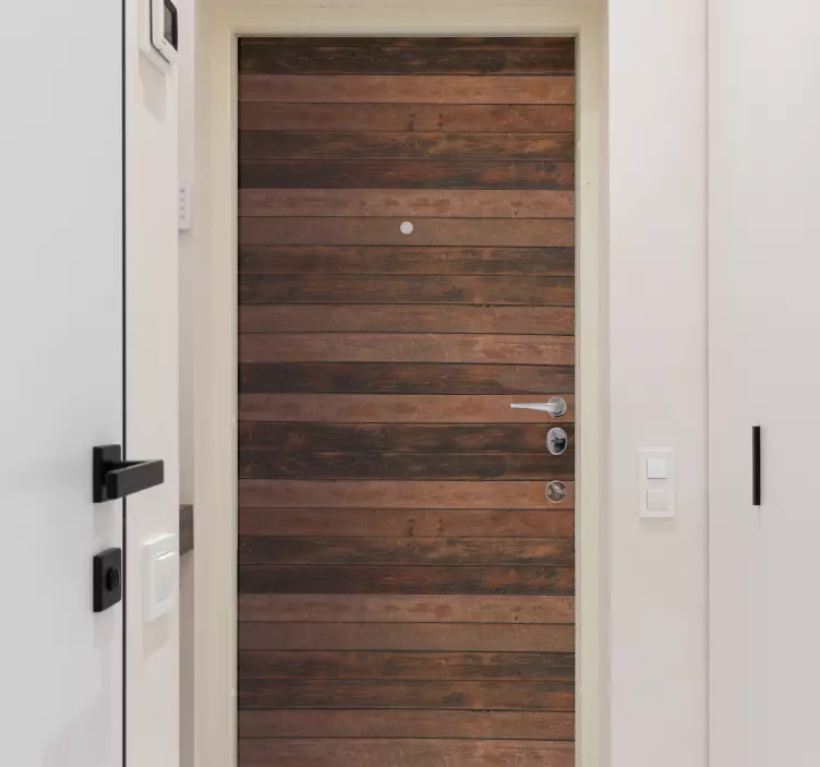 Barna vízszintes deszka ajtó matrica - TenStickers