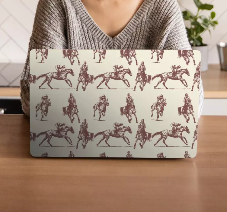 Bézs és barna ló mintás laptop bőr - TenStickers