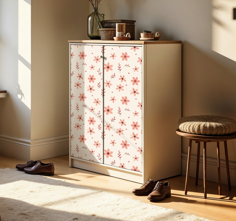 Bézs virágok bútor matrica - TenStickers