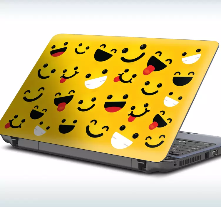Boldog arc emoji laptop matrica - TenStickers