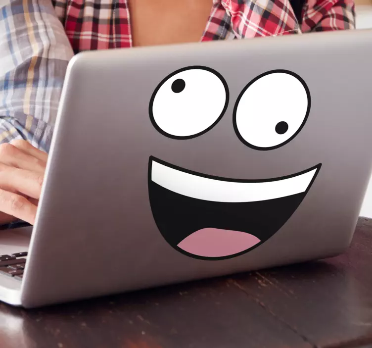 Boldog emoji laptop matrica - TenStickers