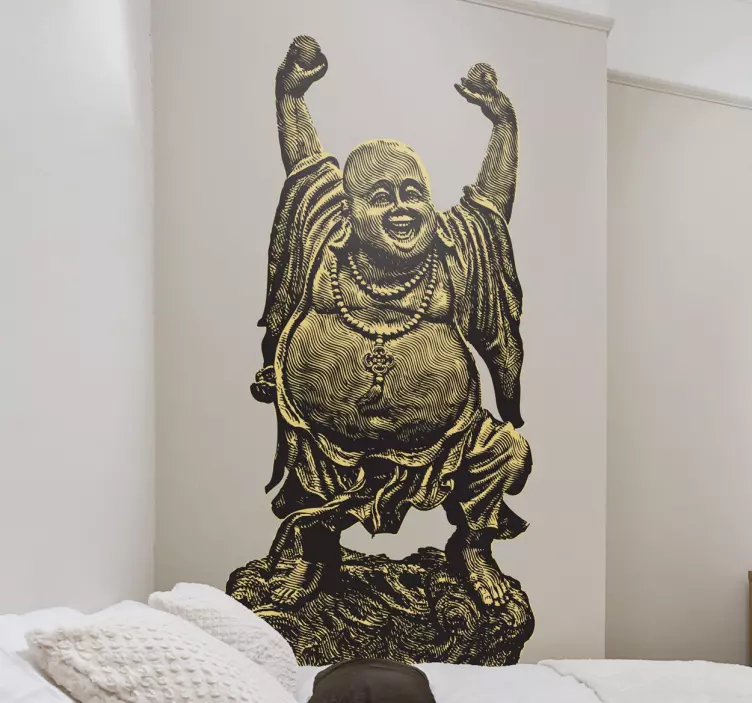 Boldog buddha szobor fal matrica - TenStickers