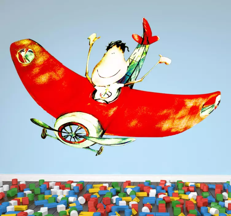 Boldog gyerek repülőgép matrica gyerekeknek - TenStickers