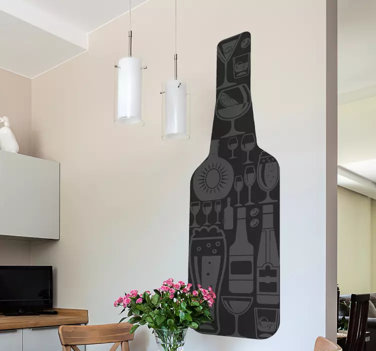 Borosüveg koktélokkal ital matrica - TenStickers