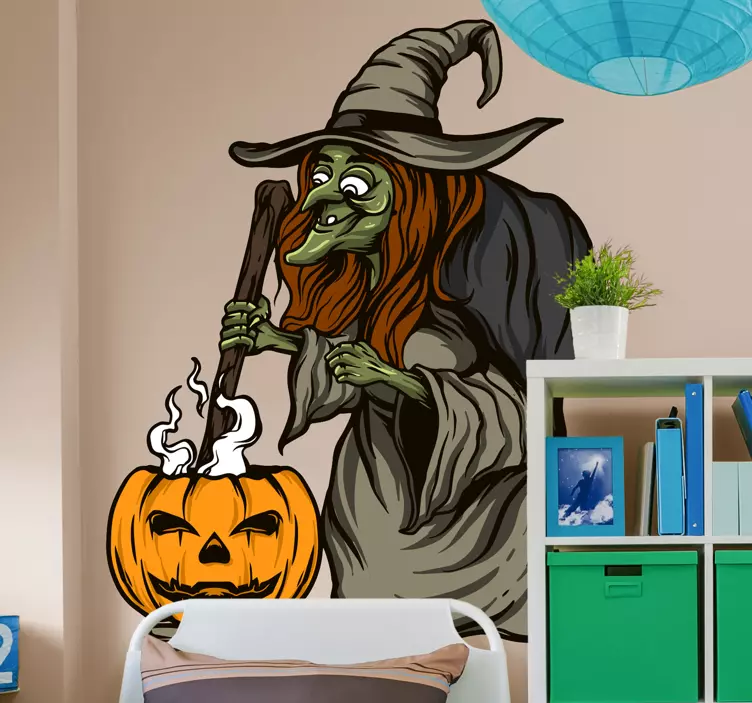 Boszorkány és tök halloween matrica - TenStickers