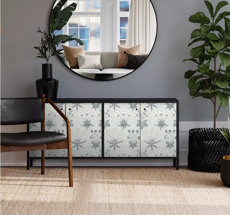 Bútor falmatrica pasztell kék virágmintás - TenStickers