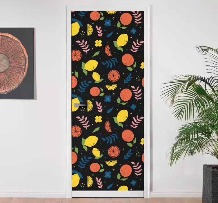 Citrusfélék, levelek ajtó matrica - TenStickers