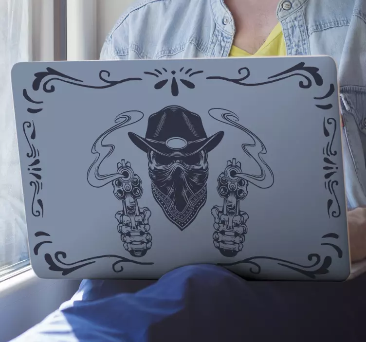 Cowboy fegyverekkel Matrica laptophoz - TenStickers