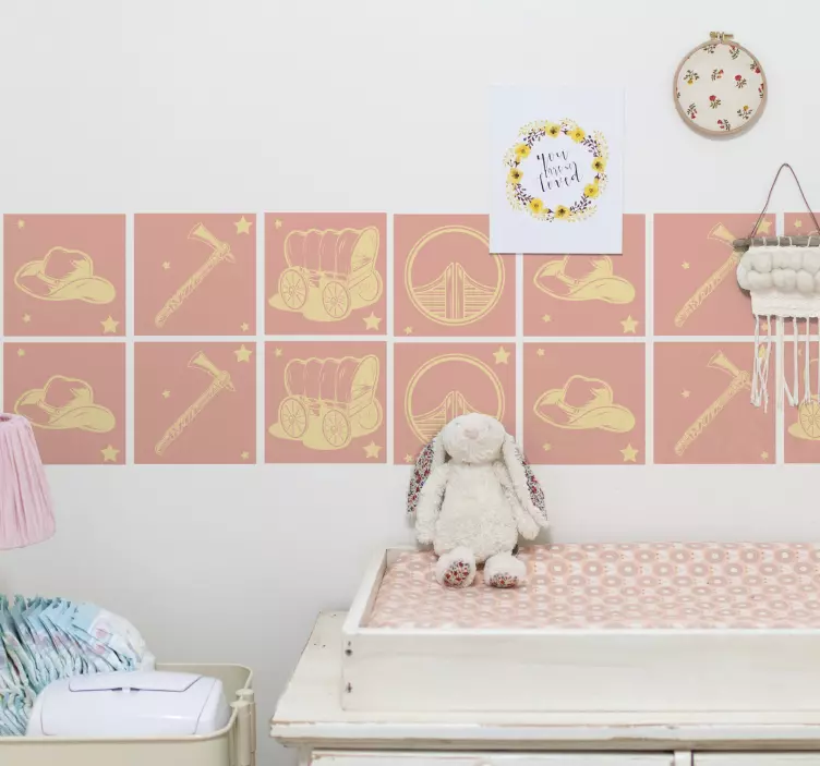 Cowboy kocsi cserép matrica - TenStickers