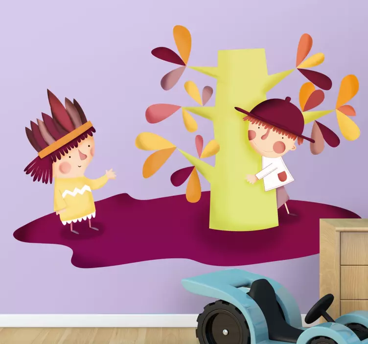 Cowboyok és indián gyerekek matrica - TenStickers