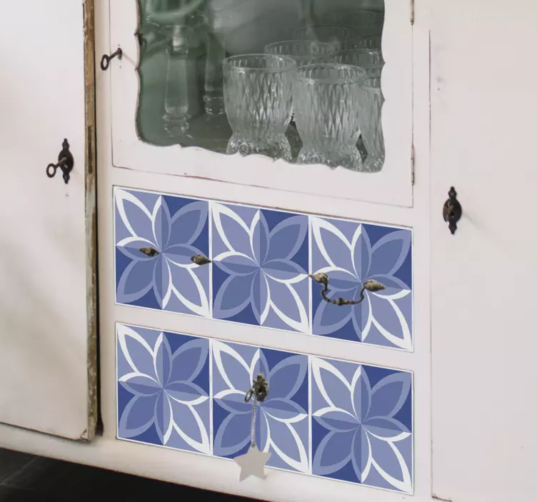 Csempe kék minták bútor matrica - TenStickers