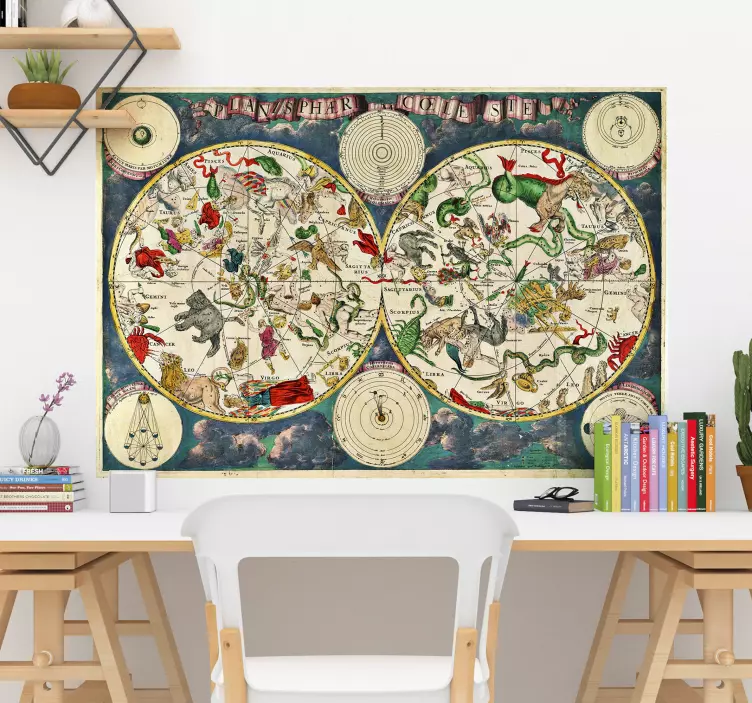 Csillagtérképes bakelit matrica - TenStickers